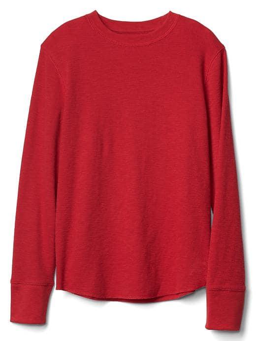 Gap Women Waffle Knit Crew Tee - Modern Red