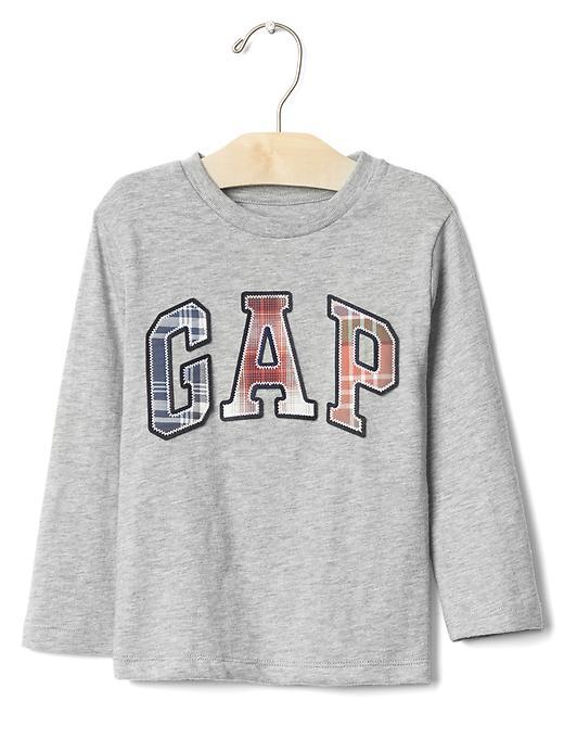 Gap Plaid Logo Tee - Grey Heather