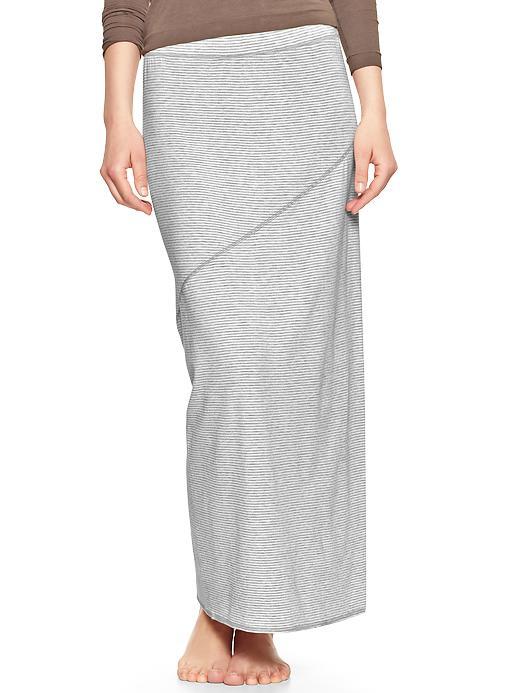 Gap Pure Body Long Seamed Skirt - Heather Gray Stripe