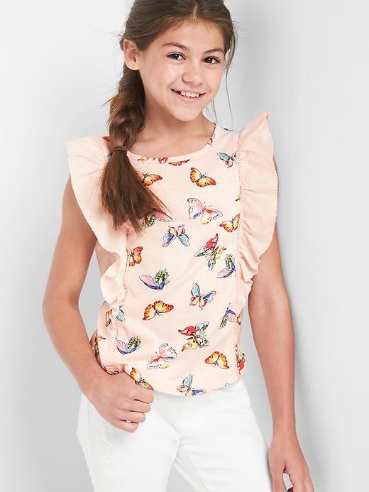 Gap Print Ruffle Ladder Lace Tee - Milkshake Pink