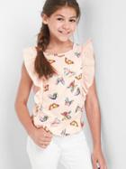 Gap Print Ruffle Ladder Lace Tee - Milkshake Pink
