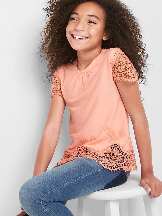 Gap Floral Crochet Tee - Creamy Coral