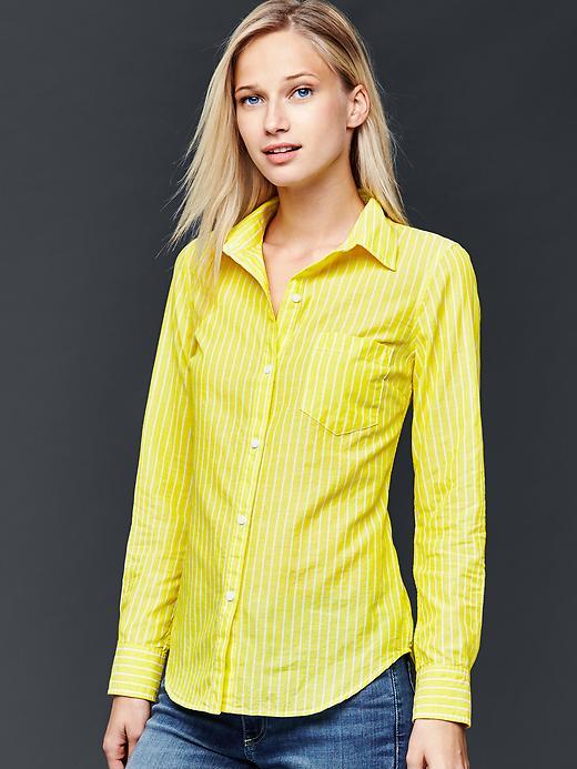 Gap Women Fitted Boyfriend Stripe Shirt - Yellow Stripe