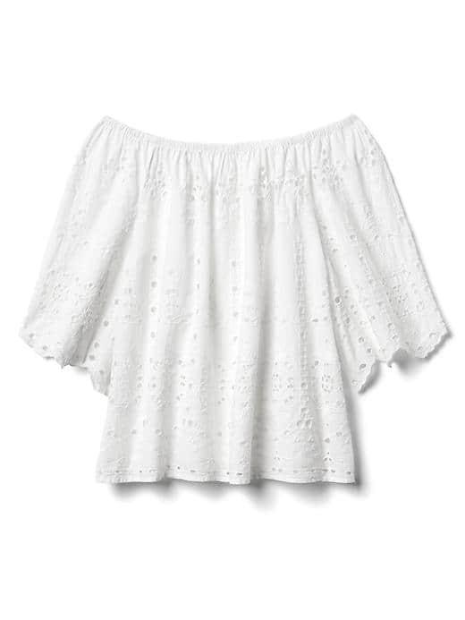Gap Women Eyelet Flutter Sleeve Top - White