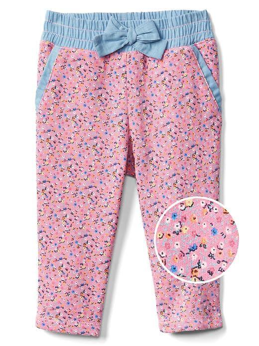 Gap Women Mix Fabric Capri Joggers - Pink Floral