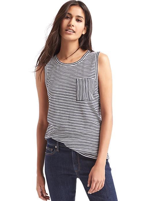 Gap Slub Jersey Stripe Muscle Tank - Dark Night