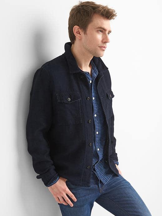 Gap Men Indigo Twill Shirt Jacket - Navy