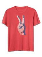 Gap Men Hand Peace Sign Graphic Crewneck Tee - Weathered Red