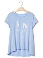 Gap Glitter Graphic Swing Tee - Simply Blue