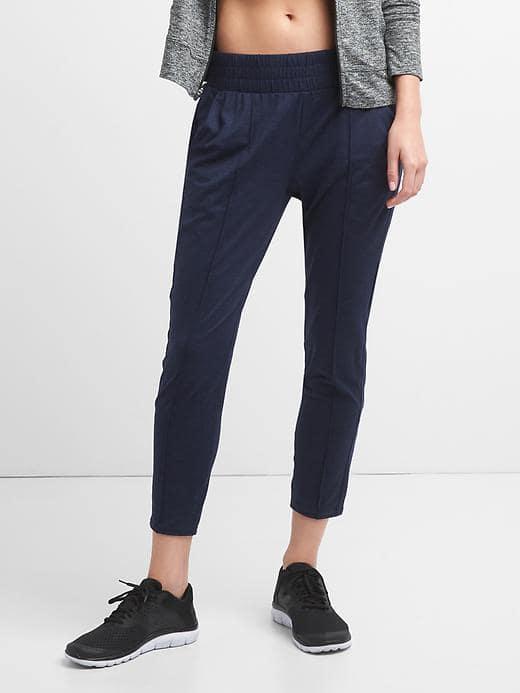 Gap Women Gapfit Pintuck Jersey Ankle Pants - True Indigo