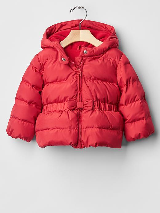 Gap Warmest Bow Peplum Puffer - Modern Red