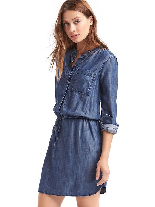 Gap Women Tencel Long Sleeve Shirtdress - Medium Indigo