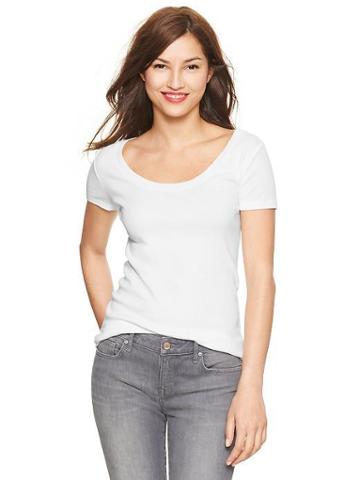 Gap Womens Petite Favorite Short-sleeved Scoopneck Shirt - Optic White