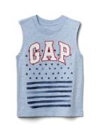 Gap Americana Logo Muscle Tank - Light Blue Heather