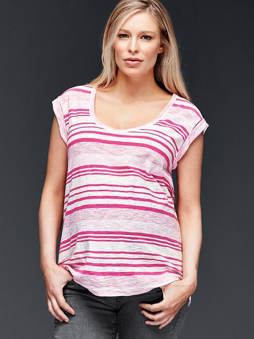 Gap Stripe Slub Tee - Neon Double Pink