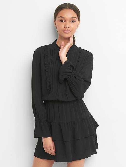 Gap Ruffle Pintuck Dress - True Black