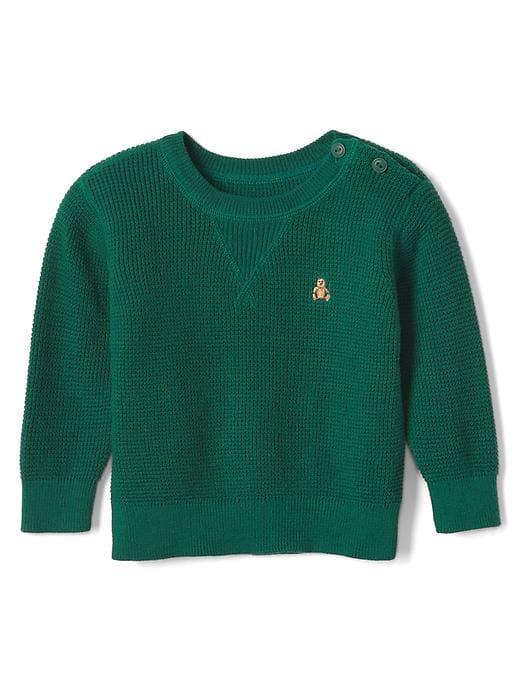 Gap Waffle Knit Crew Pullover - Palisade Green