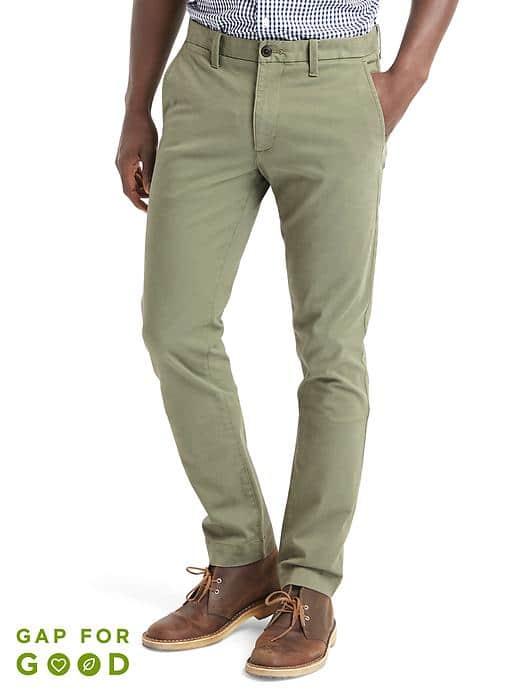 Gap Men Classic Stretch Skinny Fit Khakis - Olive