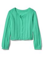 Gap Ribbed Crew Cardigan - Deco Green