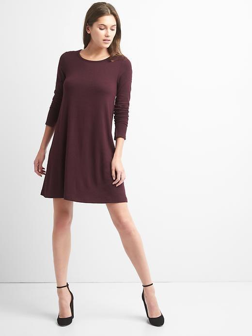 Gap Softspun Long Sleeve Swing Dress - Plum Pie