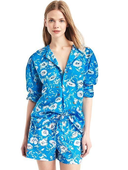 Gap Women Long Sleeve Sleep Shirt - Poppy Blooms
