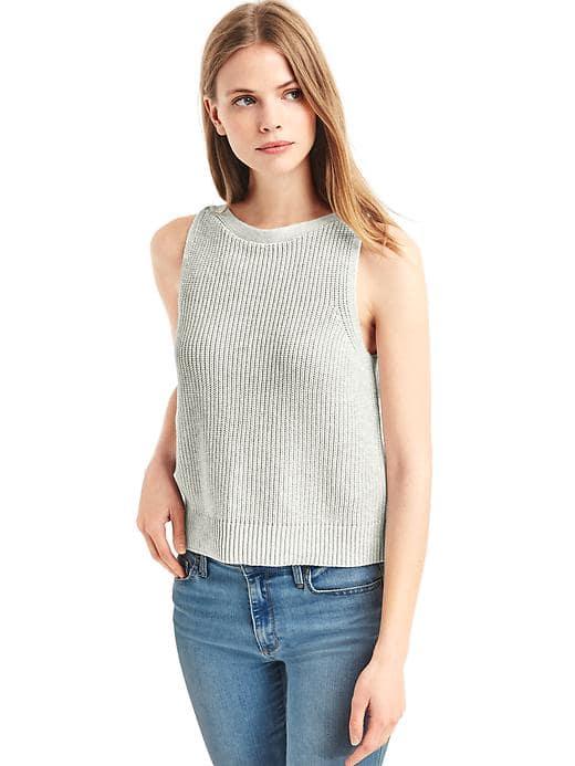 Gap Women Sleeveless Keyhole Sweater Tank - Light Heather Grey