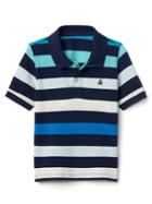 Gap Women Stripe Short Sleeve Polo - Elysian Blue