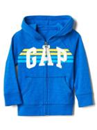 Gap Stripe Logo Raglan Zip Hoodie - Blue Streak
