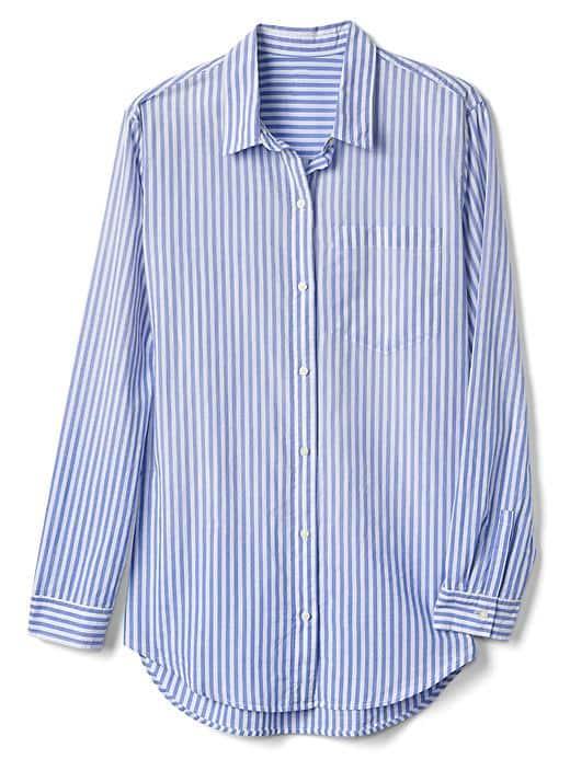 Gap Women Oversize Stripe Boyfriend Shirt - Purple Space Dye