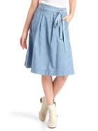 Gap Women Chambray Denim High Rise Midi Skirt - Medium Indigo