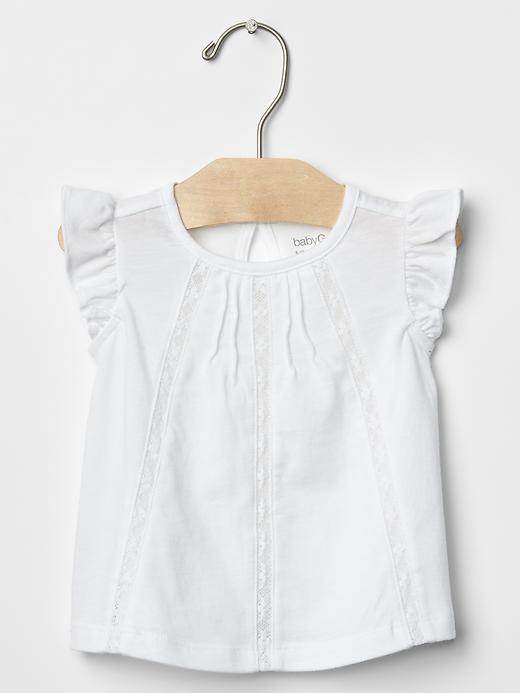 Gap Lace Trim Flutter Top - White