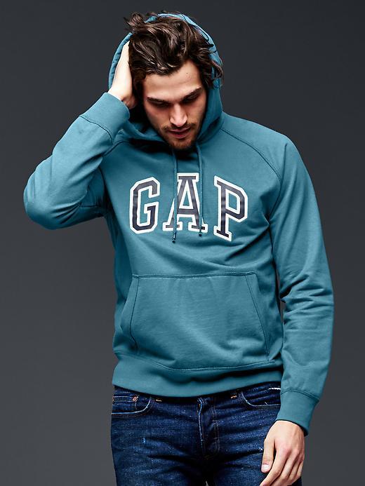Gap Men Arch Logo Heavyweight Hoodie - Sheer Teal
