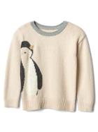 Gap Embellished Penguin Sweater - Oatmeal Heather