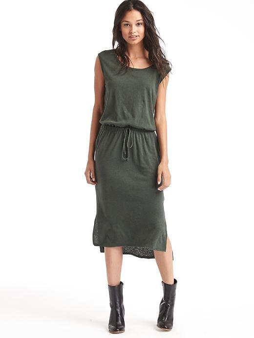 Gap Linen Cotton Hi Lo Tank Dress - Black Grass