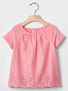 Gap Eyelet Trim Top - Coral Frost