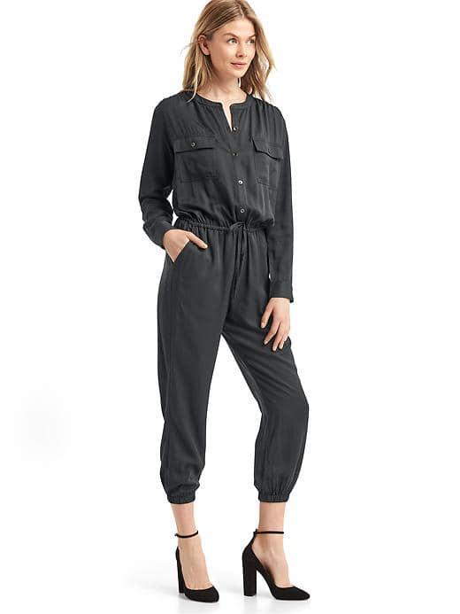 Gap Women Modal Utility Drawstring Jumpsuit - Moonless Night