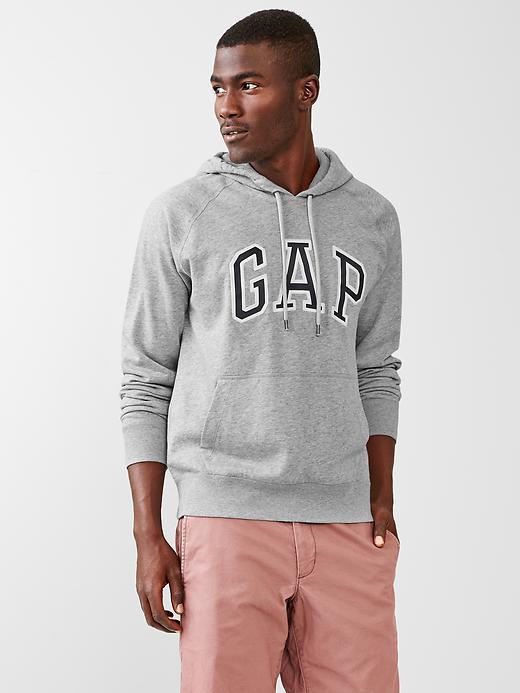 Gap Men Arch Logo Heavyweight Hoodie - Heather Grey