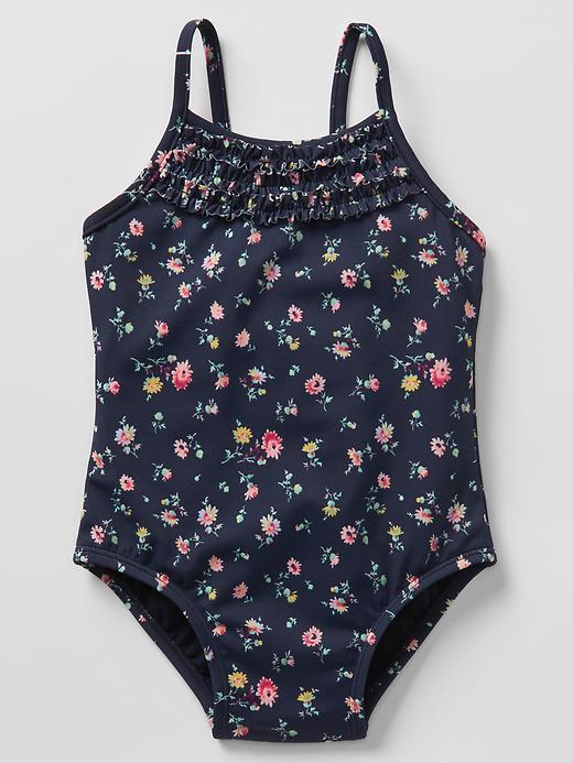 Gap Ruffle Swim One Piece - Mini Blue Floral