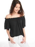 Gap Women Linen Off Shoulder Top - True Black