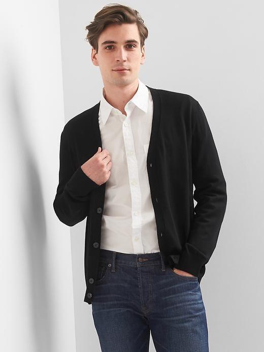Gap Men Merino Wool Cardigan - Black