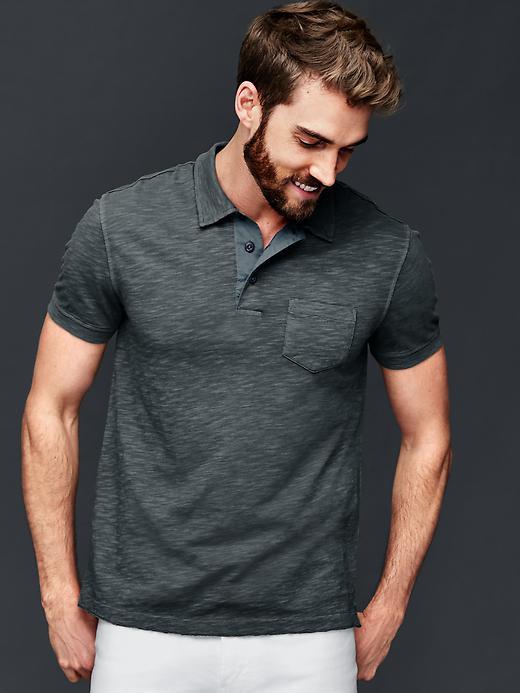 Gap Men Slub Jersey Polo - Moonless Night