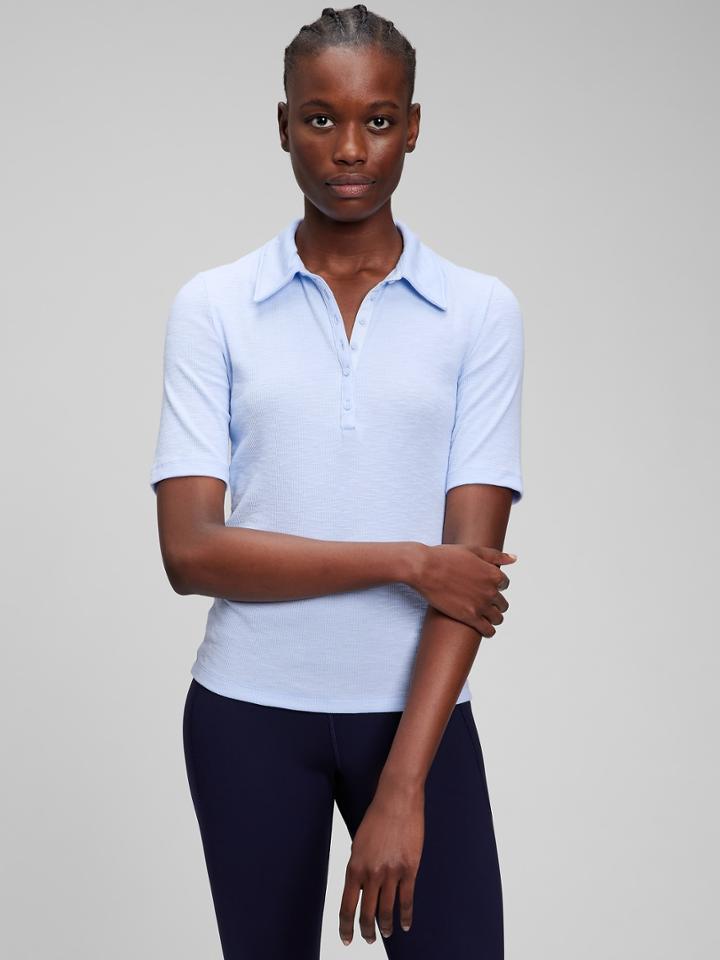 Ribbed Henley Polo Shirt T-shirt
