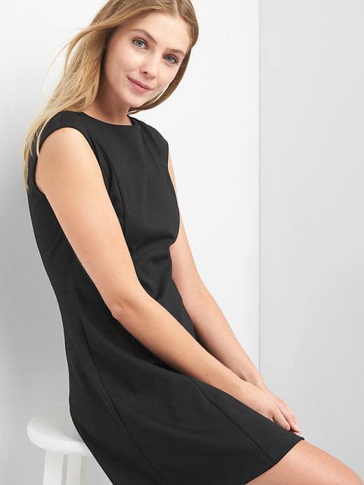 Gap Women Cap Sleeve Fit And Flare Dress - Black