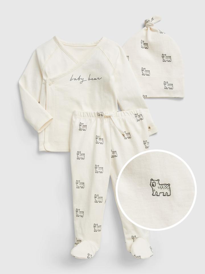 Baby 100% Organic Cotton Bear Outfit Set