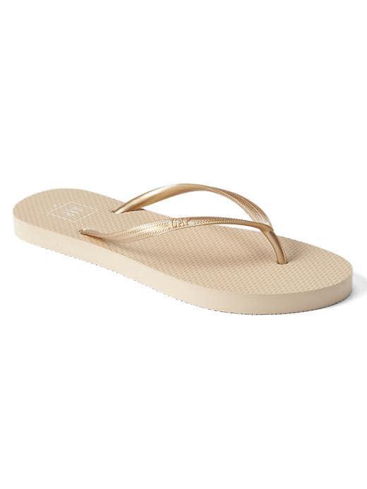 Gap Women Print Flip Flops - Gold