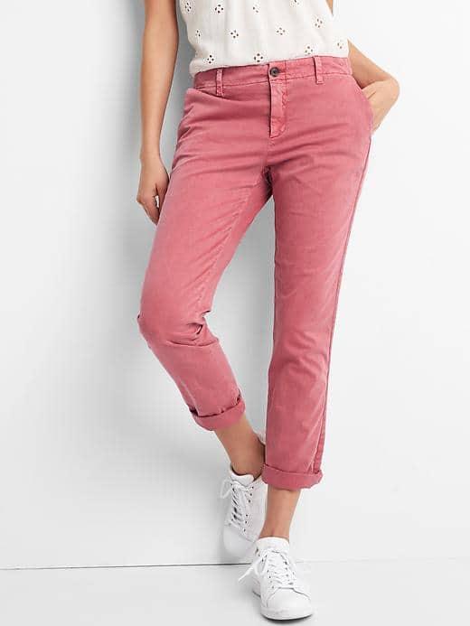 Gap Women Girlfriend Twill Stripe Chinos - Red Sequoia
