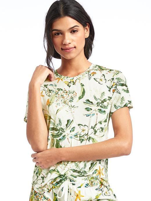 Gap Women Mix And Match Short Sleeve Sleep Shirt - Butterfly Botanical Milk