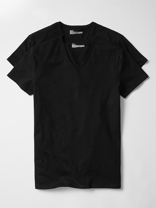 Gap Men Stretch V Neck T Shirts 2 Pack - True Black