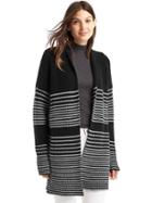 Gap Women Merino Wool Blend Gradient Stripe Shaker Cardigan - True Black