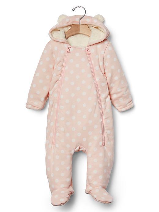 Gap Cozy Polka Dot Bear One Piece - Milkshake Pink